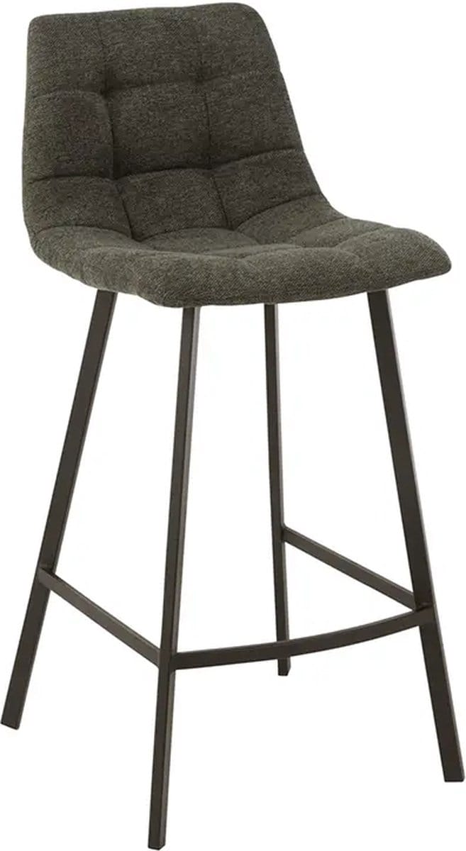J-Line barstoel Stephane - textiel/metaal - donkergrijs - 2 stuks