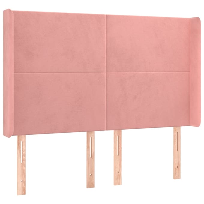 vidaXL - Hoofdbord - LED - 147x16x118/128 - cm - fluweel - roze