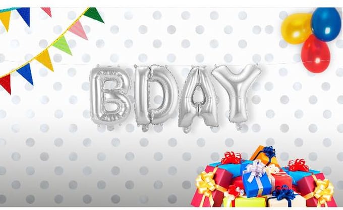 Folat - Folieballon 'Bday' Zilver - 36 cm