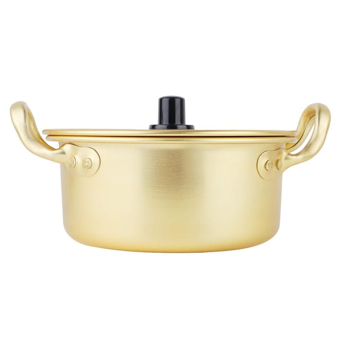 Koreaanse Ramen Noedelpan Koreaanse Gele Aluminium Soeppan Instant Noedels Pan (20 cm) beige