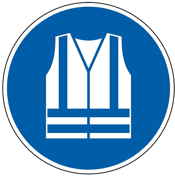 Waarschuwingshesje verplicht sticker - ISO 7010 - M015 400 mm