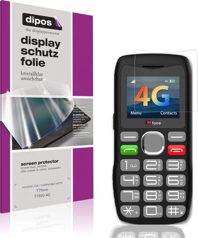 dipos – 4x Beschermfolie geschikt voor TTfone TT890 4G | Krasbestendige & heldere Screenprotector Ultra-Thin