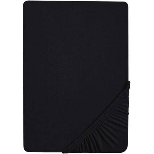 BIBERNA Jersey hoeslaken (Zwart, 90-100 x 200 cm)