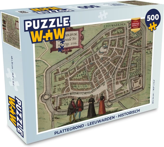 Puzzel Plattegrond - Leeuwarden - Historisch - Legpuzzel - Puzzel 500 stukjes - Stadskaart