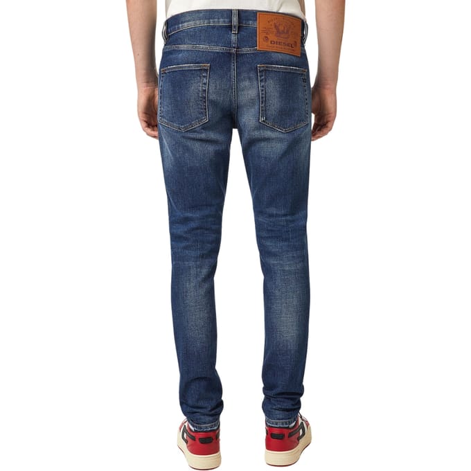 Diesel D-strukt Grote Patch Blauwe Denim Broek