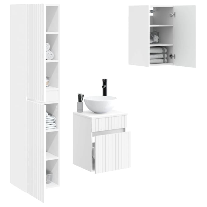 vidaXL - Badkamermeubel - Set - 3 - st - Hoogglans - Wit - 33 - x - 34,5 - x - 160 - cm