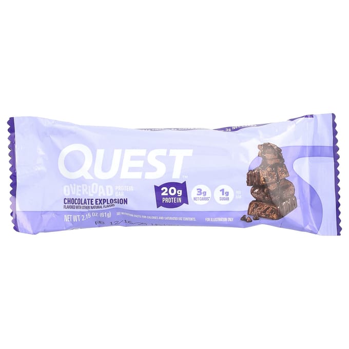 Overload Eiwitreep, Chocolade Explosie, 12 Repen, 61G (2,15 oz) Elk