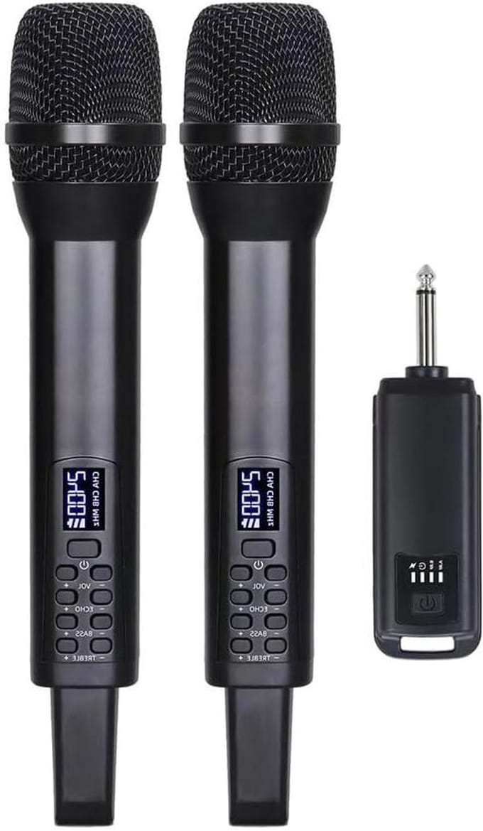 Draadloze Microfoon Set - Zang Microfoon - Karaoke Optredens - 2.4G Stabiele Transmissie - 2 Microfoons - Zwart