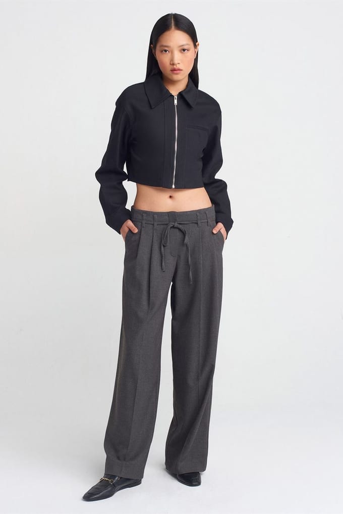 Wijd-Pijpen Plissé Crepe Broek