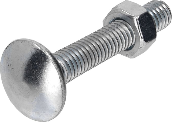 Slotbout met moer M5 x 30mm. lang. 70 stuks Houtbout. Gegalvaniseerd. Ifix.