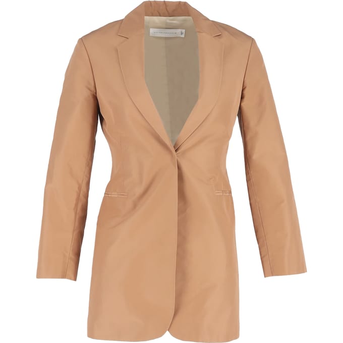 Victoria Beckham Enkele-Geknoopte Blazer in Bruin Katoen