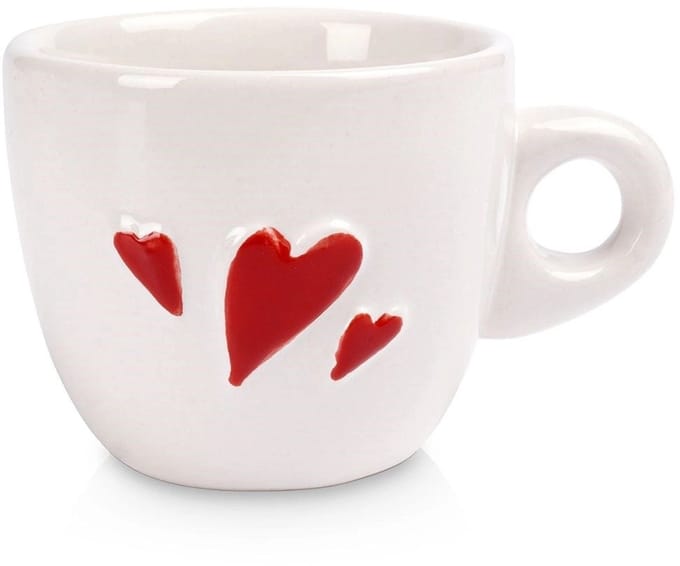Orion Espresso Kopje 80ml Wit Keramiek met Hartjes