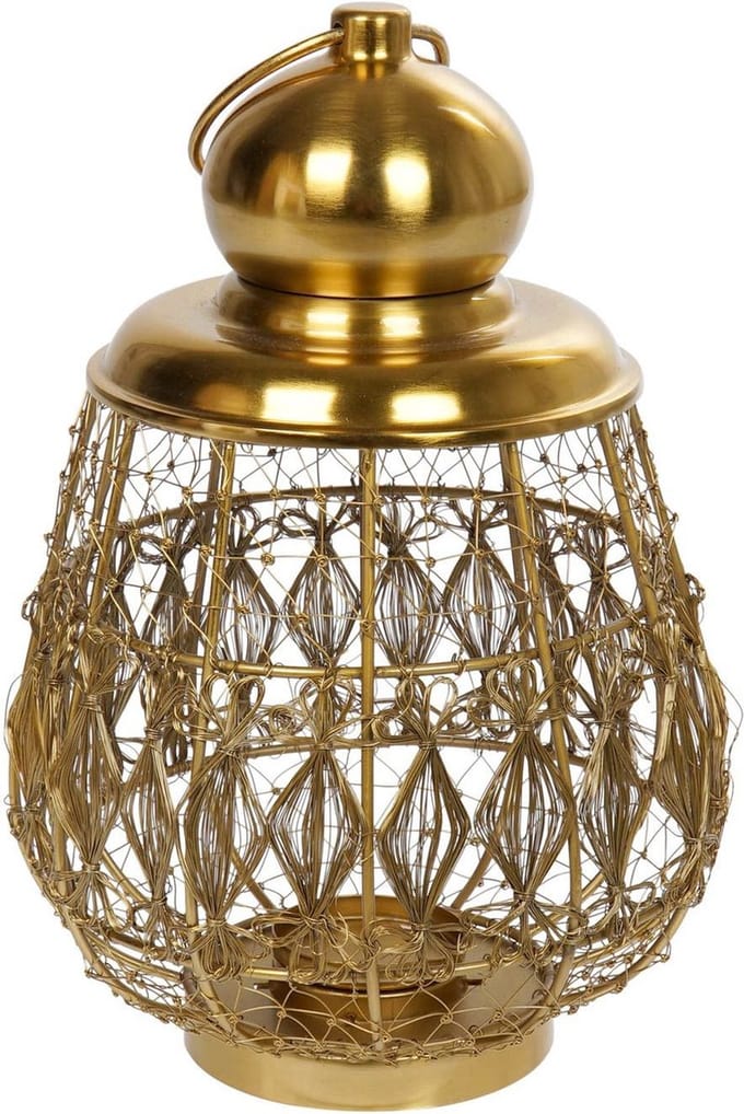 Kaarshouder/windlicht goud metaal 24x 36,5 cm - Theelichthouders/waxinelichthouders - Stompkaars houder