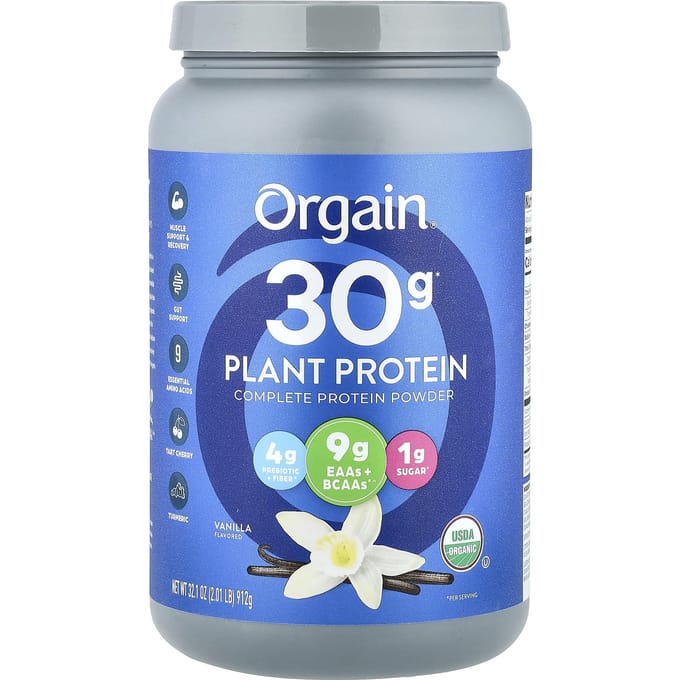 Orgain, Poudre de Protéines Sportives, Végétale, Vanille, 2,01 lb (912 g)