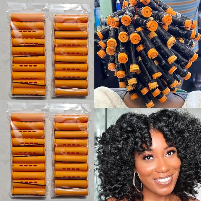 Plastic Perm Staven - Haarrollers Krulspelden - Haar Krullen Maken - Hitteloos Ontwerp - 40 Stuks - Oranje