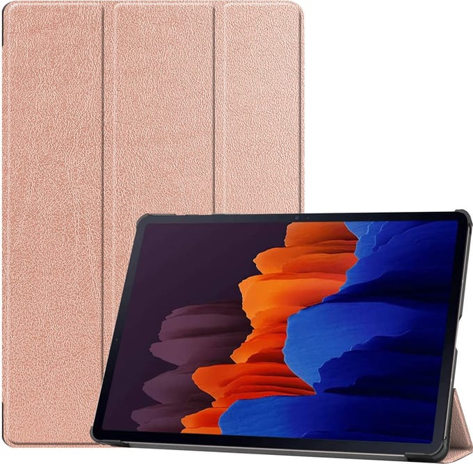 3-Vouw sleepcover hoes - Geschikt voor Samsung Galaxy Tab S7 Plus / Tab S8 Plus - Rose Goud