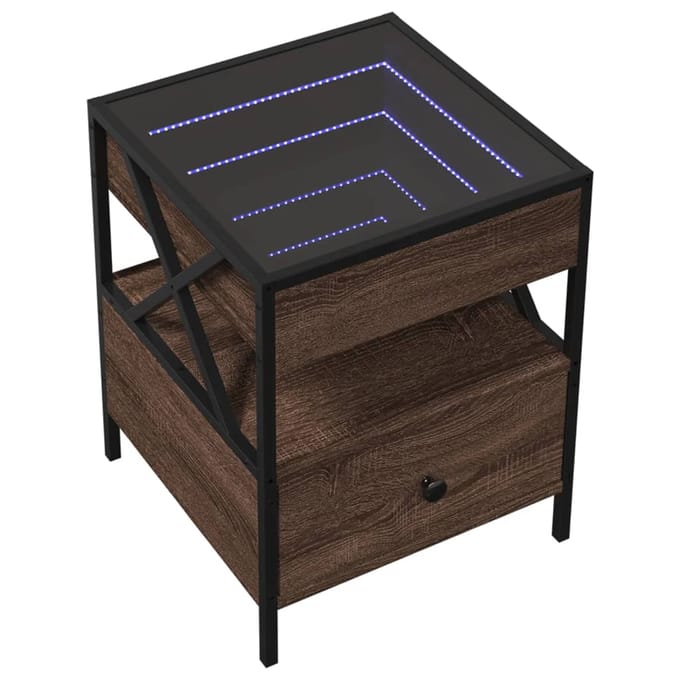 vidaXL - Salontafel - met - Infinity - LED - 40x40x51 - cm - bruin - eikenkleurig