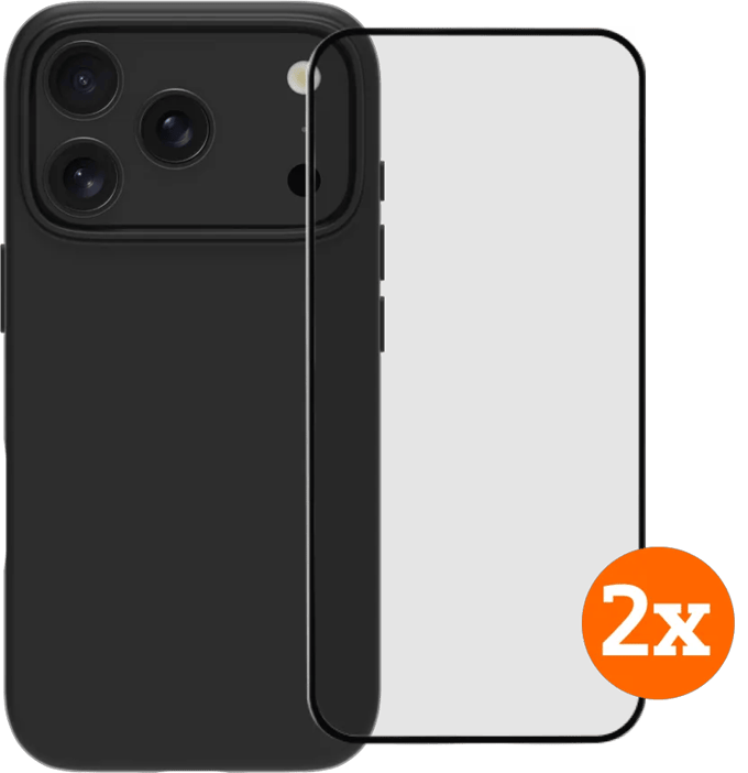 BlueBuilt Protective Back Cover met MagSafe iPhone 17 Pro Black + Screenprotector Duo Pack