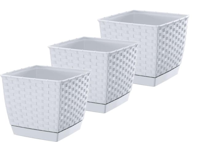 Bloempot Bloembak Ratolla Square 15x15x13cm WIT Prosperplast / 3 STUKS ! /