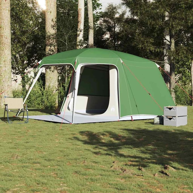 vidaXL - Kampeertent - met - verandakoepel - 5-persoons - waterdicht - groen