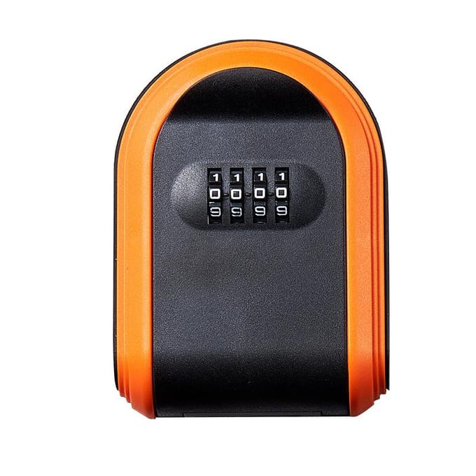 Boîte de rangement murale pour clés avec 4 combinaisons de mot de passe et code de sécurité, boîte de rangement pour la maison et le bureau orange