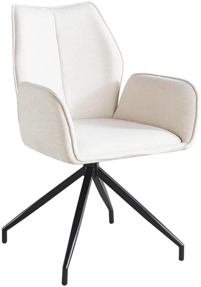 Eetkamerstoel met armleuningen draaibaar beige chenille Halix eetstoel zetel