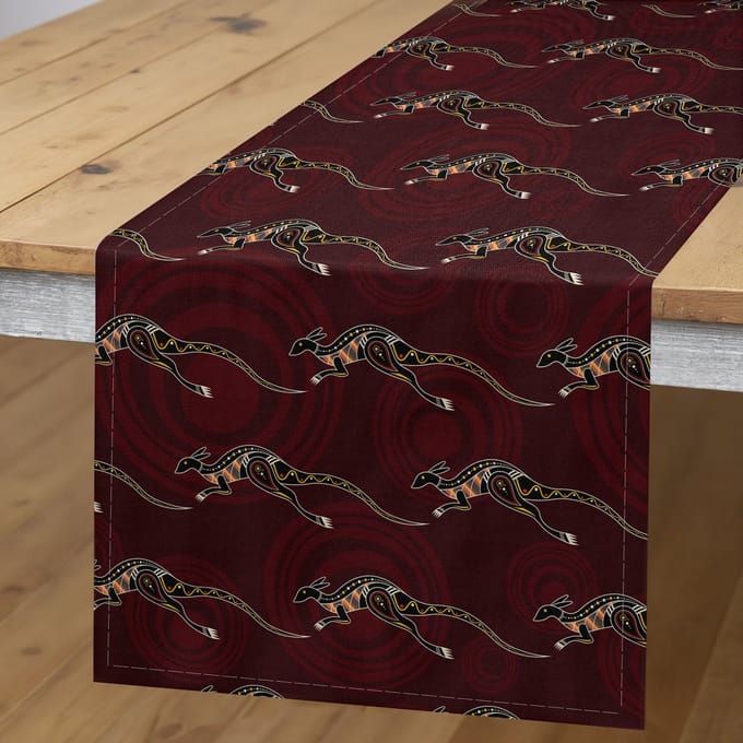 ABAKUHAUS Aboriginal tafelloper – 40×180 cm – donker fuchsia