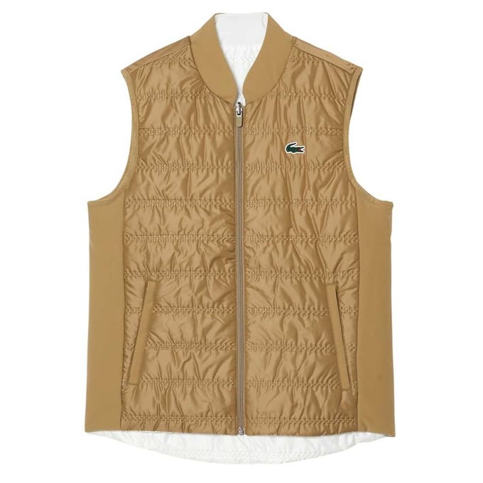 Lacoste Dames Gevoerd Omkeerbaar Golf Gilet (Beige)
