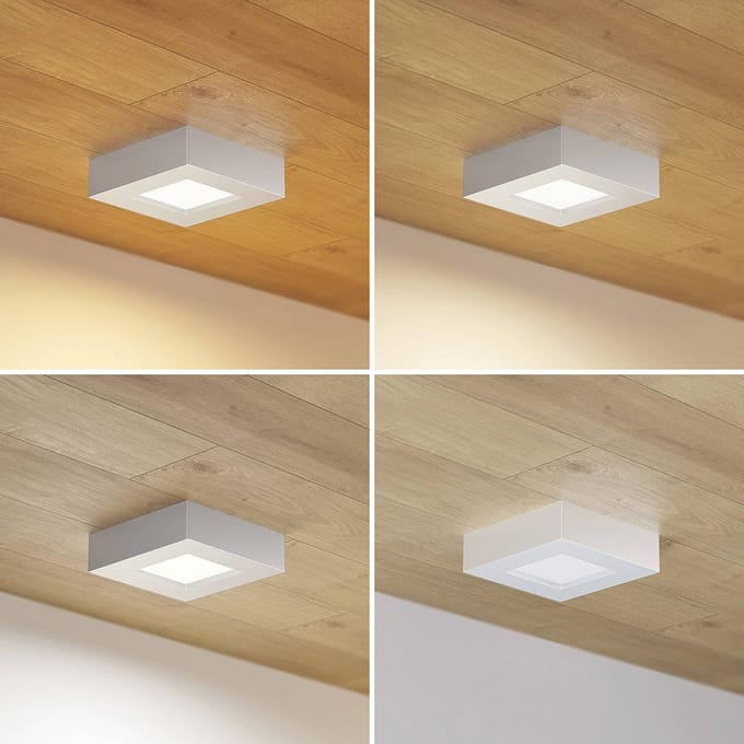 Prios LED plafondlamp Alette, zilver, 12,2 cm, dimbaar
