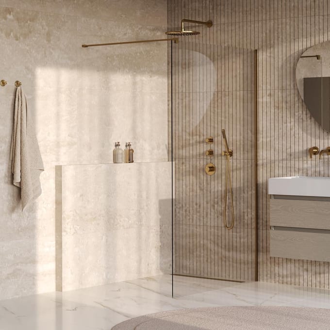 Brauer Oblivion - Inloopdouche - Helder Glas - 110 x 200 cm - incl. Glascoating - PVD Goud Geborsteld