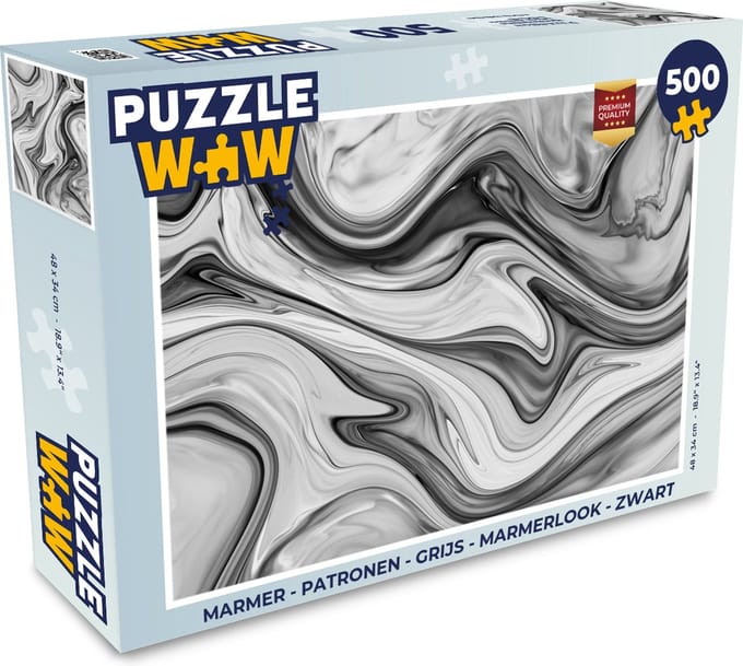 Puzzel Marmer - Patronen - Grijs - Marmerlook - Zwart - Legpuzzel - Puzzel 500 stukjes