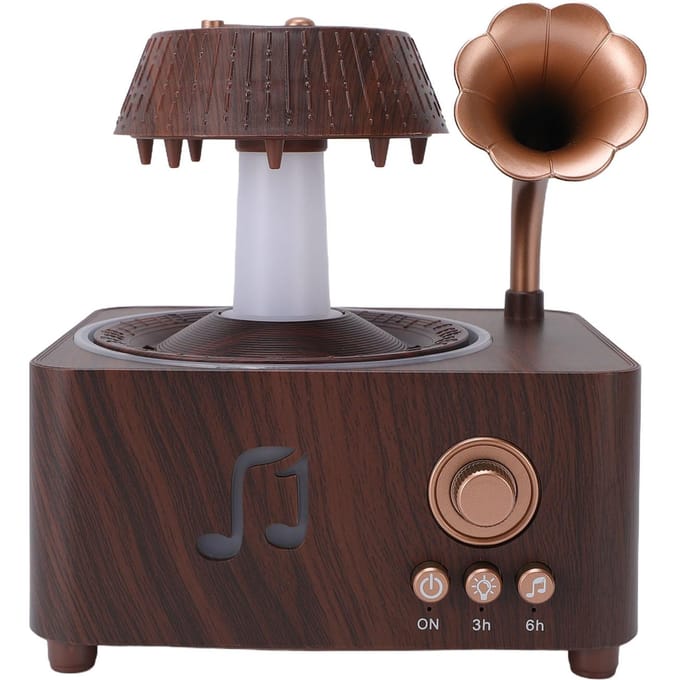 Diffuseur d'aromathérapie Goutte d'eau rotative Bluetooth Humidificateur Goutte de pluie Vintage avec Bruit blanc Télécommande pour gray