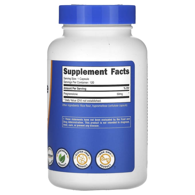 Nutricost, prégnénolone, 50 mg, 120 capsules