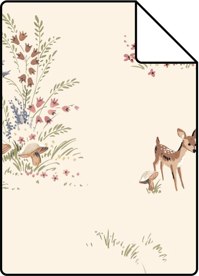 Proefstaal ESTAhome behang hertjes beige - 26.5 x 21 cm - 131431-S