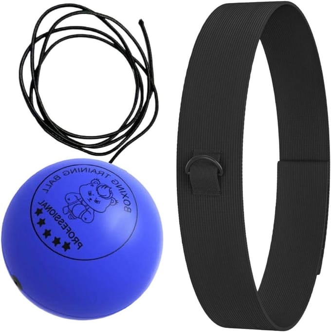 Boksbal Hoofdband - Reactiebal Training - Hand-Oog Coördinatie - Verstelbare Pasvorm - 7-9 cm Bal - Blauw