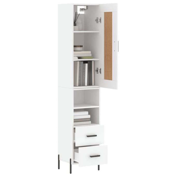 vidaXL - Hoge - kast - 34,5x34x180 - cm - bewerkt - hout - wit