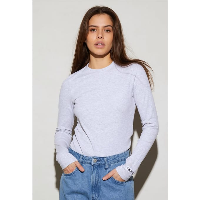 Stieglitz Basic Longsleeve Melange Grey Maat: XL | Tops Outlet | Dames | Grijs