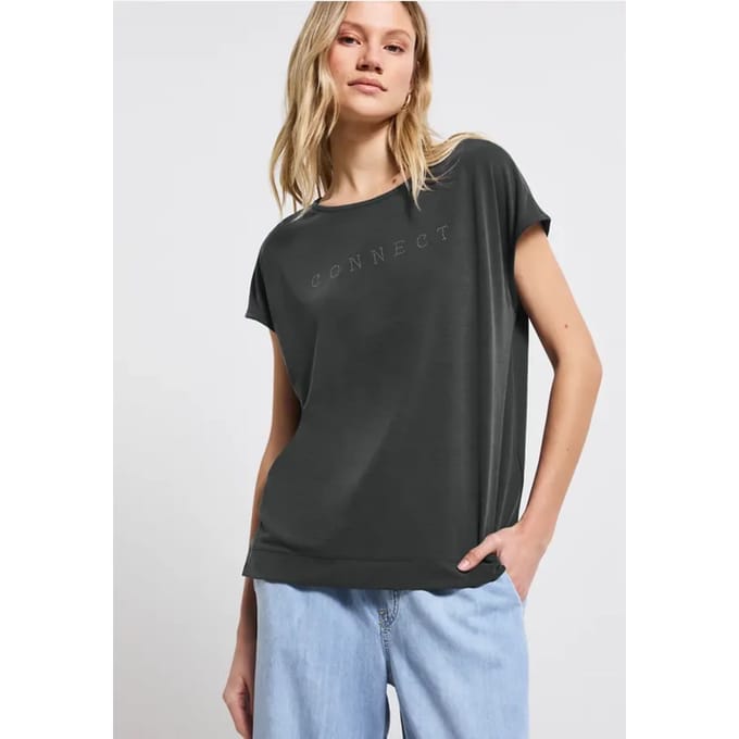 Silk-Look Shirt met tekst