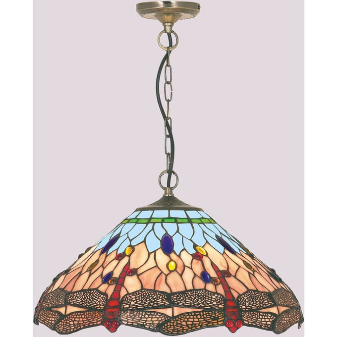 Searchlight Klassieke Tiffany-stijl hanglamp DRAGONFLY