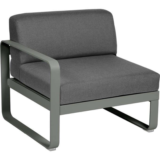 Fermob BELLEVIE Fauteuil Module links - 48 rozemarijn mat - A3 grafietgrijs