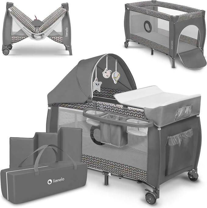 2-in-1 Kinder Reisbed met Commode en Schommelfunctie voor Baby's en Peuters