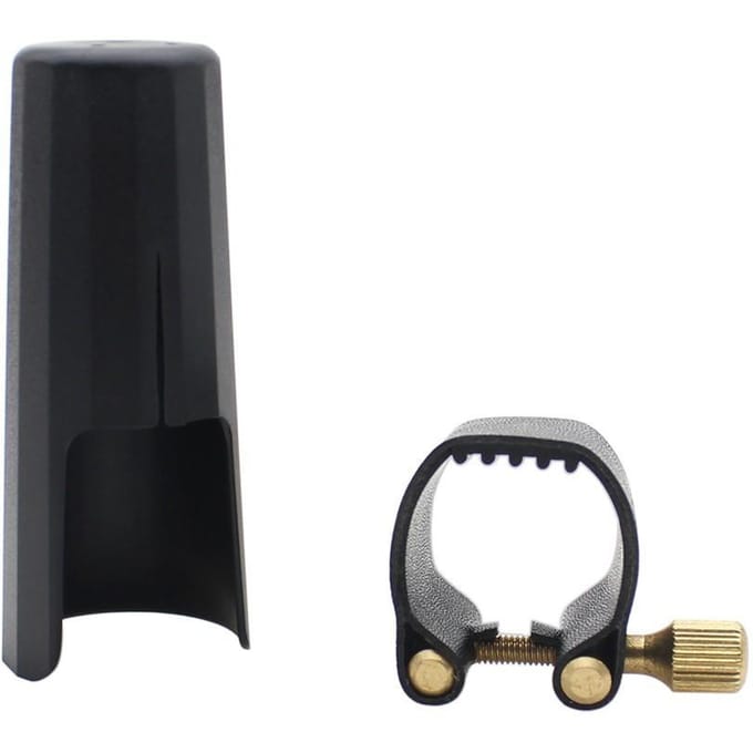 Attache de Ligature en cuir avec capuchon en plastique pour saxophone Soprano, embout en bakélite Durable black