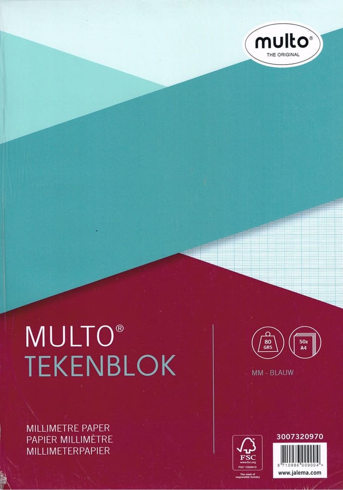 Multo millimeterblok A4 - 80 grams - 50 vel