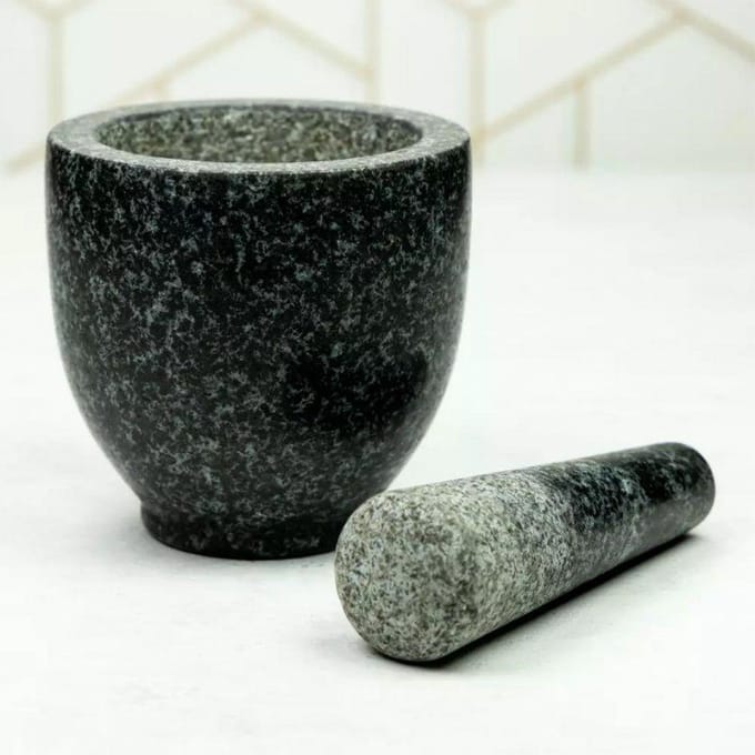 Vijzel met Stamper – Kruidenstamper – Mortier - marmer Ø12x12cm