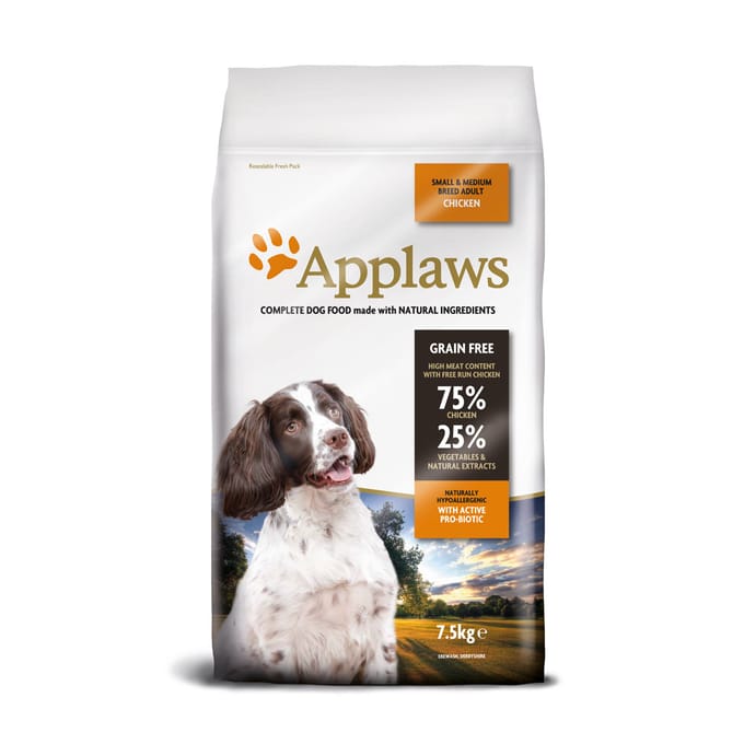 7,5kg Adult Small & Medium Breed Kip Applaws Hondenvoer