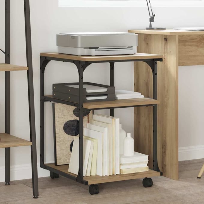 vidaXL Printerstand Artisan Eiken 43 x 48 x 64 cm Bewerkt hout