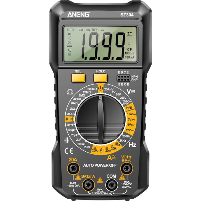 ANENG SZ304 Multifunctionele 1999 Counts Digitale Multimeter True RMS Handheld Hoge Precisie Tester zwart
