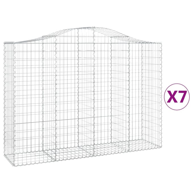 vidaXL - Schanskorven - 7 - st - gewelfd - 200x50x140/160 - cm - ijzer