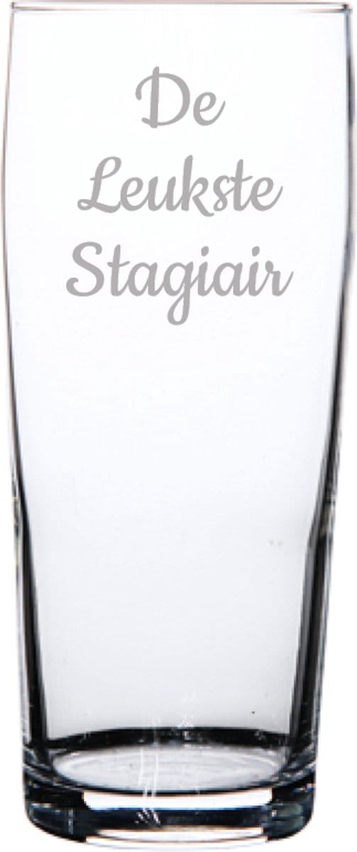Gegraveerde bierfluitje 19cl De Leukste Stagiair