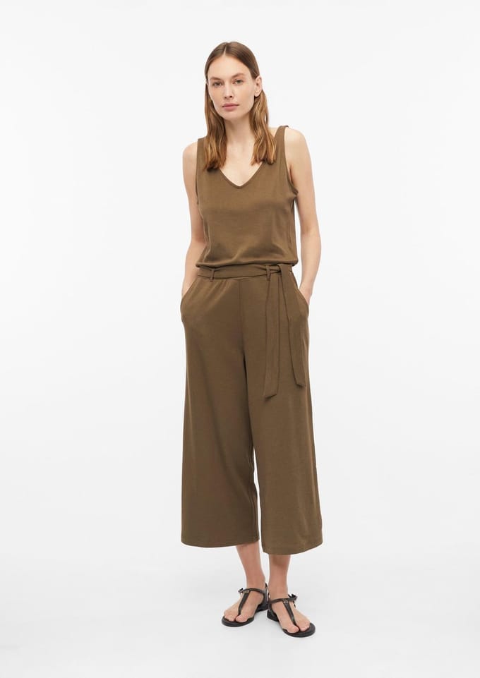 Mouwloze jersey interlock zachte jumpsuit met riem voor vrouwen s.Oliver